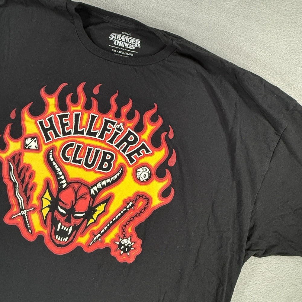 Stranger Things Hellfire Club Graphic Tee T-Shirt Mens 3XL Netflix Black Shirt